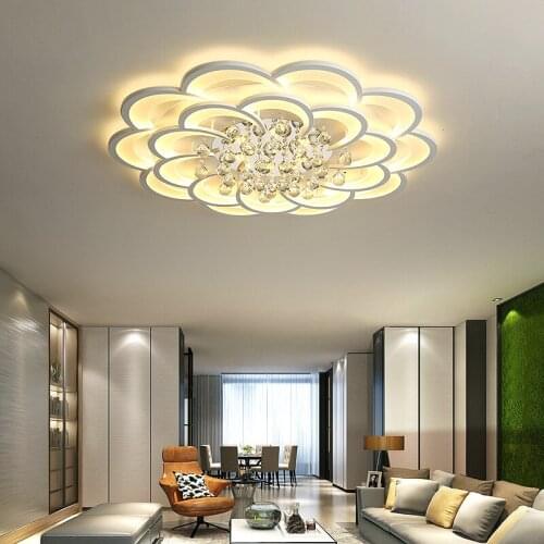 Modern white acrylic crystal chandelier lights for living room bedroom remote control Led indoor lamp Home dimmable lighting DHL