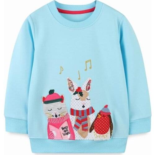 Animal Girl Sweatshirt Christmas Deer Kids Hoodies Autumn Childrens Little Clothing Cotton Baby Sweatshirt 7Year