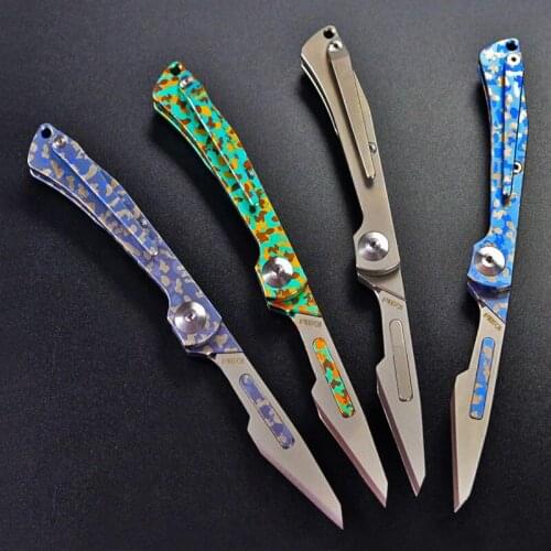 Titanium Alloy Utility Knife Single Hand Folding Scalpel EDC Portable Outdoor Short Mini Self-defense Paper Cutter