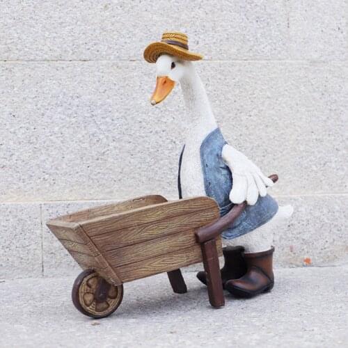 Duck Resin Flower Planter Pot Fairy Garden Landscape Decorative Plants Succulent Flower Vase Container Statue Flowerpot Decor