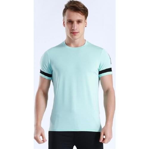 High Quality Men Running T-Shirts Elastic Fitness Tshirt Breathable Gym T Shirt Sport Shirt Men Training Tops