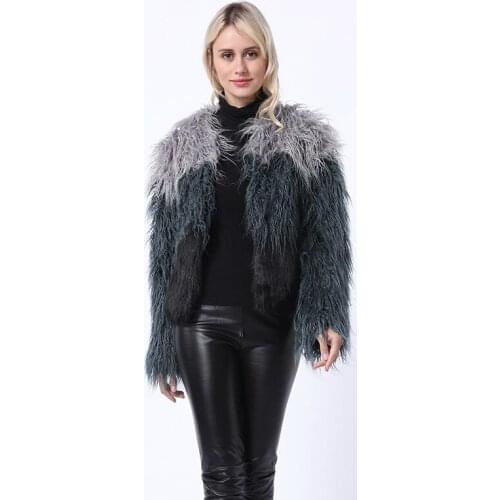 Women Thick Warm Fur Coats Spring Real Wool Fur Jackets Natural Gray Feather Fluffy Suede Outerwear Lady S-4XL Plus Size Coat