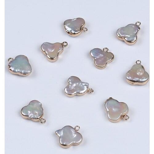 13-14mm Cloud Shape Coin Pearl Pendant Gold Electroplated Edges Irregular Pearl Jewelry