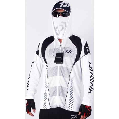2020 Famous Brand Men Mesh Breathable Hood Mens Daiwa Sports Fishing Outdoor Fishing Clothes Dawa New White Fishing Jersey Pesca
