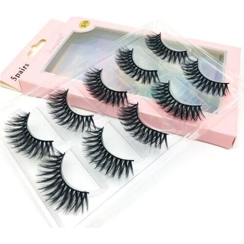 3D Fake Mink Hair False Eyelashes Natural Crisscross Long Eye Lashes Handmade Thick Eyelashes Extension Eye Makeup Tool 5 Pairs