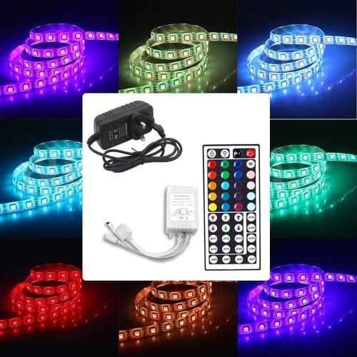 5m 10m LED Strip 5050 IP20 RGB Strip LED Light Flexible Ribbon Stripe DC 12V RGB Diode Tape IR Controller Adapter Full Set