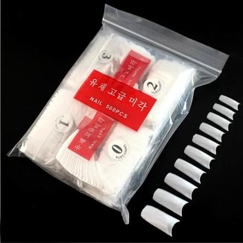 500Pcs Clear White Natural French False Acrylic Nail Tips UV Gel Ultra Flexible - Size #0- #9 - Pack of 500 tips Fake Nail
