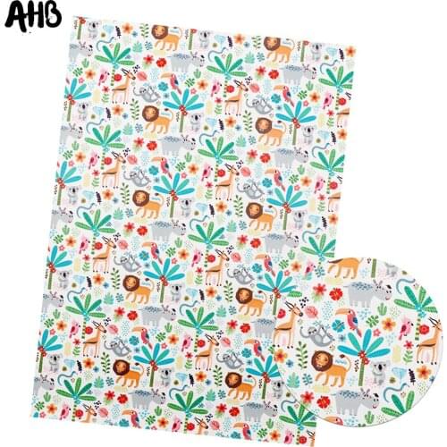 AHB Synthetic Leather Fabric Lions Printed Faux Leather Ballet Cat Sheets For Bows Making DIY Hair Accessories Crafts Materials