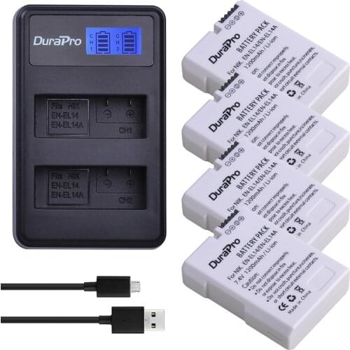 DuraPro 4x EN-EL14a EN-EL14 EL14 Rechargeable Battery Charger for Nikon D5600,D5500,D5300,D5200,D5100,D3200,D3300,P7800,P7700