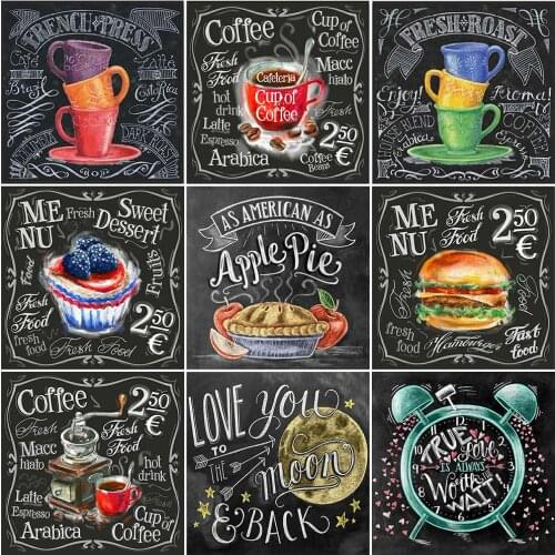 EverShine 5D Diamond Painting Full Drill Square Cartoon Diamond Embroidery Blackboard Mosaic Text Cross Stitch Decor For Home