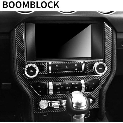 BOOMBLOCK Central Control CD Panel Trim Interior Trim Cover Carbon Fiber Sticker Auto For Ford Mustang 2015 2016 2017 2018 2019