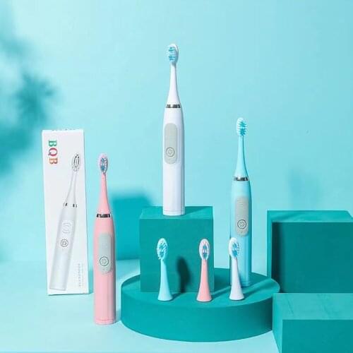 BQB Adult Home Electric Sonic Toothbrush Battery Powered Teeth Whitening Soft Hair Electric Toothbrush With 3 Brush Head