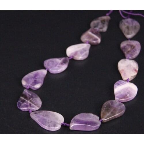 13pcs Natural Amethysts Flat Heart-Shaped Slab Loose Beads,Purple Crystal Quartz Slice Pendant Necklace Bracelet Jewelry Making
