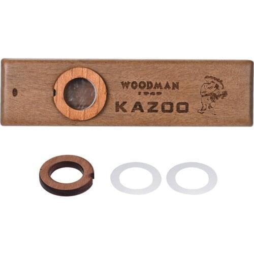 Wooden Kazoo Musical Instrument Ukulele Guitar Partner Wood Harmonica with Metal Box for Music Lover