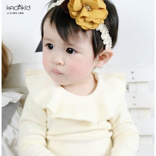 KACAKID Autumn Girls Kids Children Top Wear T Shirt Full Sleeves Lotus Turn Down Collar Floral Sweet Cute Cotton T shirt ka3328