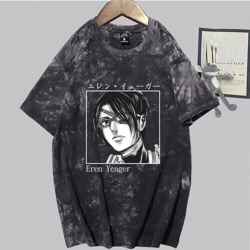 Attack on Titan Anime Mens T Shirt Eren Jaeger Short Sleeve Oversize Men Tshirt Clothes Male