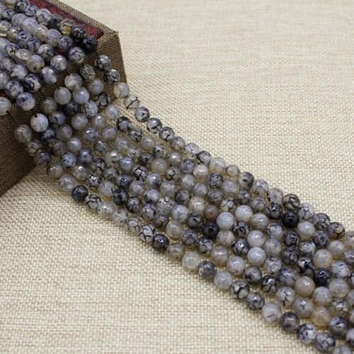 Faceted Round Loose Grey Dragon Agates Grey Stone Beads Stone Beads 6/8/10MM for Jewelry Making Bracelet Earrings Necklace Beads