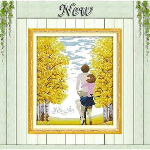 Eternal love boy girl scenery diy paintings counted printed on canvas DMC 11CT 14CT kits Cross Stitch embroidery needlework Sets