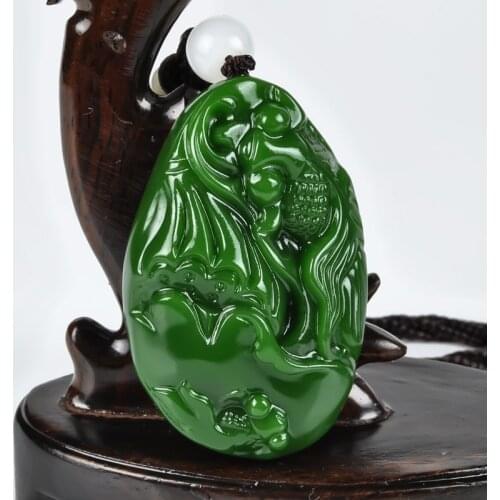 Chinese Natural Jade Color Hand-carved Goldfish Pendant Fashion Boutique Jewelry Men and Women Multicolor Necklace Popular Gifts