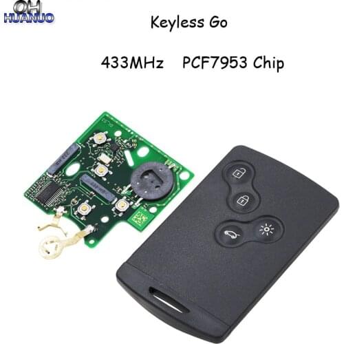 4 Buttons Smart System Passive Keyless Go / Entry Remote Car Key 433MHz PCF7953 Chip With Uncut Blade For Renault Clio IV Captur