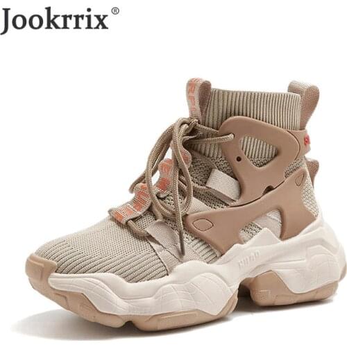 Jookrrix 2020 Women Autumn Female Fashion Sock Shoes For Women Brand White High Top Sneakers Lady Brand Casual Shoes ZS2161
