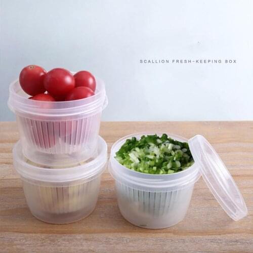 Mini Reusable Fresh Produce Fruit Storage Organizer Fridge Food Storage Container Draining Crisper with Strainers