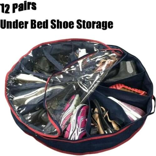 Multifunction Under the Bed Shoe Organizer Round Fits 12 Pairs Boots for Underbed Storage Bags