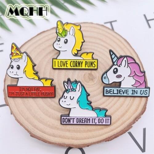Cartoon Cute Animals Pony Enamel Pins BELIEVEINUS Color Alloy Brooches Badges Clothes Bags Accessories Jewelry Gifts