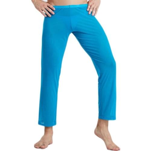 Man Sleep Bottoms Long Pants Sleepwear Sexy Mesh Breathable Slip Mans Mens Casual Trousers Homewear See Through Pajama Pants