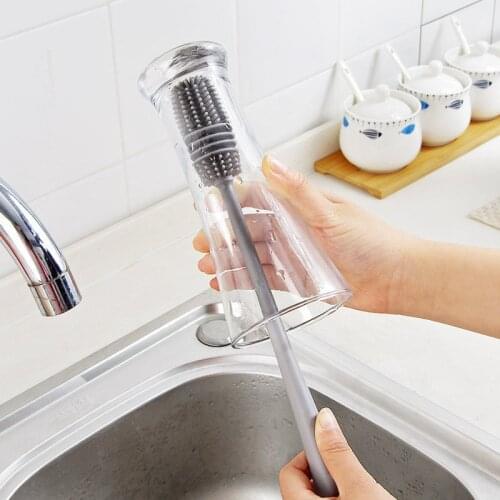 Soft Rubber Cup Brush Kitchen Cleaning Tools Long Handle Drink Wineglass Bottle Glass Cup Washing Cleaning Carpet Pet Brush