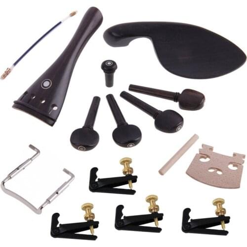 4/4 Ebony Violin Parts Tailpiece Pegs Chinrest Maple Bridge Set