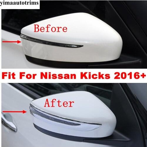 Car Rearview Mirror Cover Trim Decoration Strip For Nissan Kicks 2016 - 2021 ABS Chrome Accessories Exterior Refit Kit