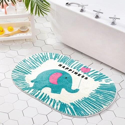 Elephant Bathroom Anti Slip Mat Thickened Flocking Bathroom Rug Home Decoration Entrance Door Mat Bedroom Plush fluffy Carpet