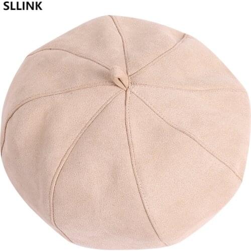 2021 autumn and winter new fashion foreign style solid color cotton Beret womens net red pop personalized literary pumpkin hat