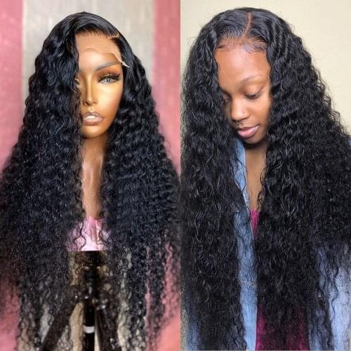 Curly Human Hair Wig 13x4 Deep Wave Frontal Wigs For Women PrePlucked Hairline 30Inh Malaysian Wigs 5 Stars Human Hair Wig