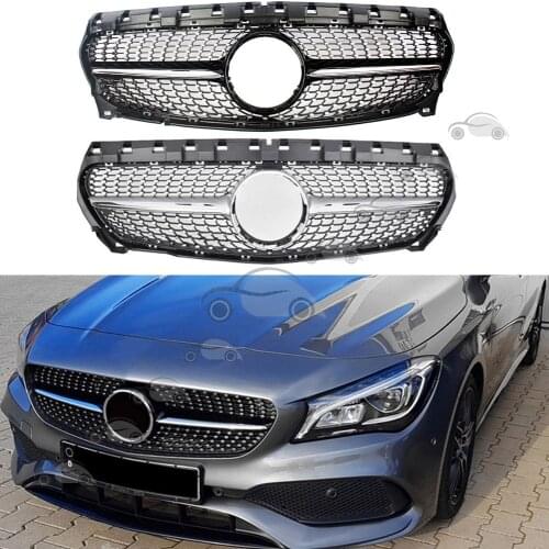 Front Bumper Racing Grill Billet Grille Cover For Mercedes-Benz W117 CLA-Class 2017-2019 Diamond