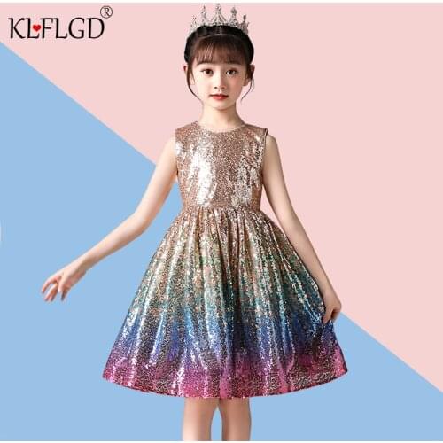 Baby girls dress 2021 new girl baby birthday party party Sequin gradient dress campus graduation party dress Princess