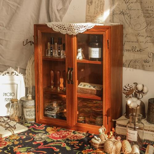 Transparant Display Makeup Organizer Antique Wood Design Skincare Storag Box Lipstick Perfume Luxury Rangement Home Organizer