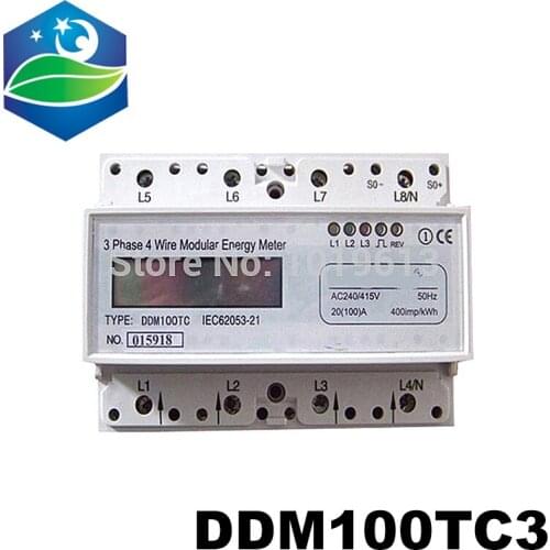 Three phase four wire din rail meter LCD monitor meter 10(60)A 3*230V/400V