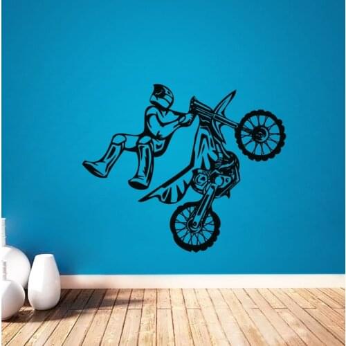 Vinyl Wall Mural Removable Kids Bedroom Motorbike Stunt Wall Sticker Boys Living Room Home Decor Sticker M-126