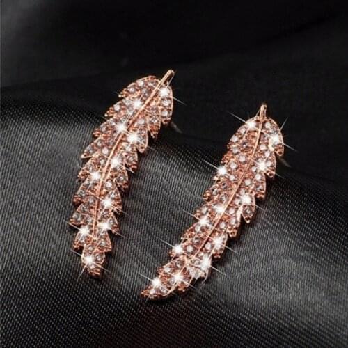 Fashion Feather Stud Earrings for Women Wedding Fine Jewelry Angle Wing CZ Leaves Earrings Brincos pendientes Xmas Gifts