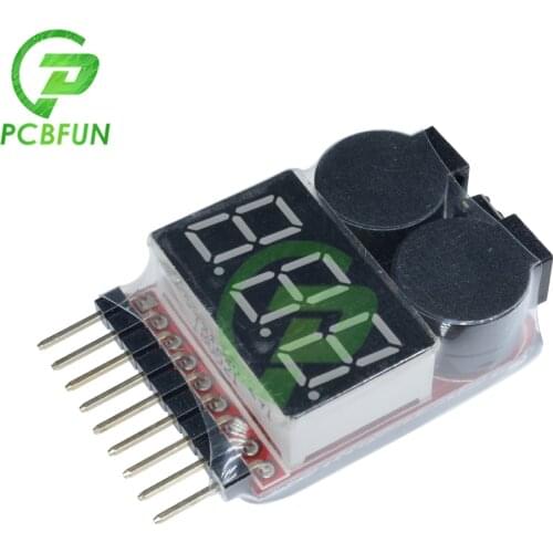1-8S 2 in 1 Lithium Battery Low Voltage Indicator Buzzer Alarm for Lipo/Li-ion/Fe RC Car Battery Tester 3.7-30V Dual Speaker