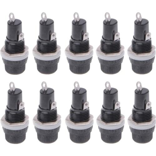 10 Pcs AC 250V 15A Electrical Panel Mounted 5x20mm Fuse Holder For Radio Auto Stereo L15