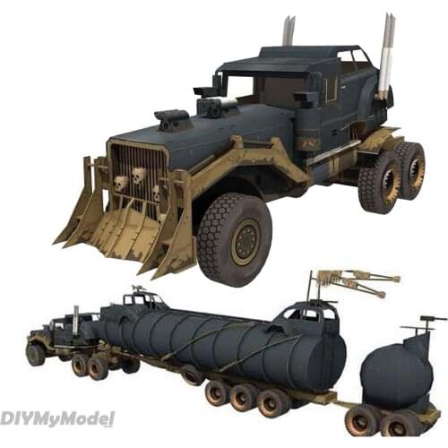 1:25 Mad Max War Rig Car Tractor 1 pair DIY 3D Paper Card Model Building Sets Construction Toys Educational Toys Military Model