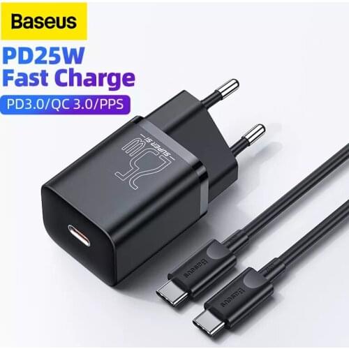 Baseus 25W Super Si USB C Charger for iPhone 12 Xiaomi Samsung Support QC 3.0 PD 3.0 Type C Fast Charging Portable Phone Charger