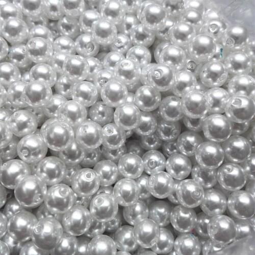 White Imitation Pearl Loose Bead Jewelery Findings Plastic Glass Pearl DIY Handmade Beads Accessory with Hole 8MM 50pcs
