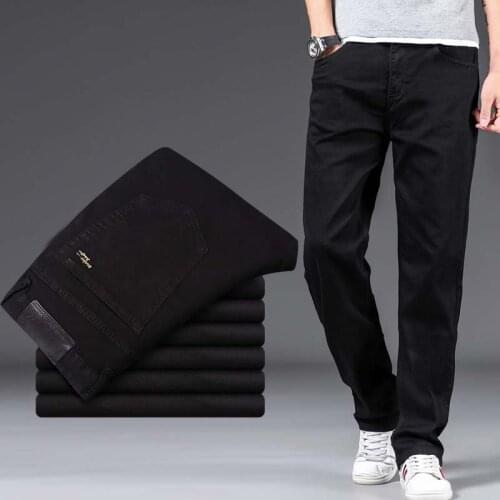 High Quality Stretch Plus Big Size 30 - 44 Cotton Straight Denim Jeans Men Famous Brand