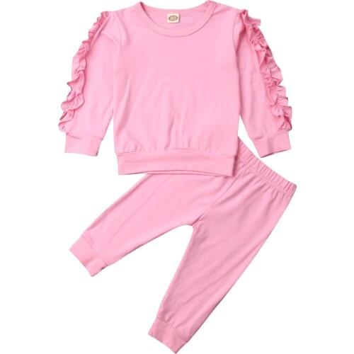 Boutique Girl Clothes Autumn Infant Kids Baby Girl Clothes Ruffle Long Sleeve Tops+ Leggings Pants 2pcs Outfit Tracksuit