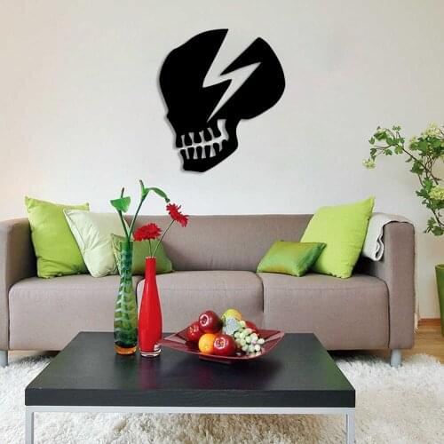 Electricity Icon and Skull Wall Room Home Accessory Wooden Table 43x50cm