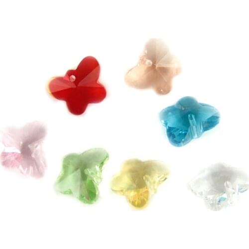 14mm Crytsal Glass Beads Colorful Butterfly Shape with Single Hole Decorative Crystal Chains Bead Home Decoration Accessories